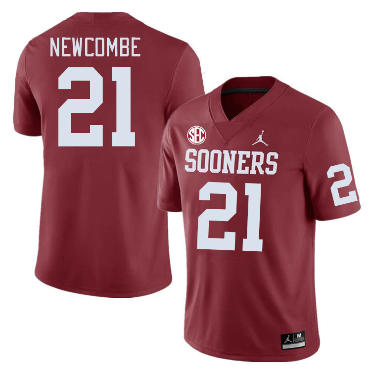 Men #21 Jeremiah Newcombe Oklahoma Sooners 2024 SEC Conference College Football Jerseys-Crimson